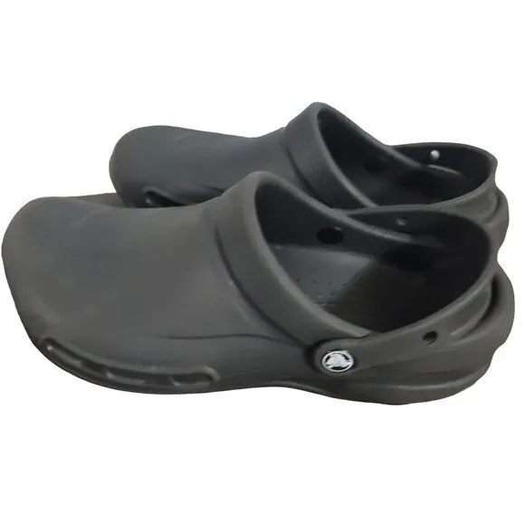 Crocs At Work Bistro Men Size 10 Gray Comfort Slip-Resistant Clogs 10075 ‎ W12