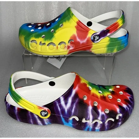 Crocs Baya Classic Tie Dye Graphic Clog Multi Color 206883-90H Men's Size 11 NEW
