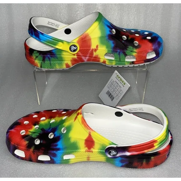 Crocs Baya Classic Tie Dye Graphic Clog Multi Color 206883-90H Men's Size 11 NEW