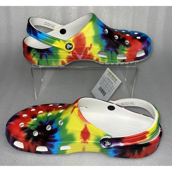 Crocs Baya Classic Tie Dye Graphic Clog Multi Color 206883-90H Men's Size 11 NEW