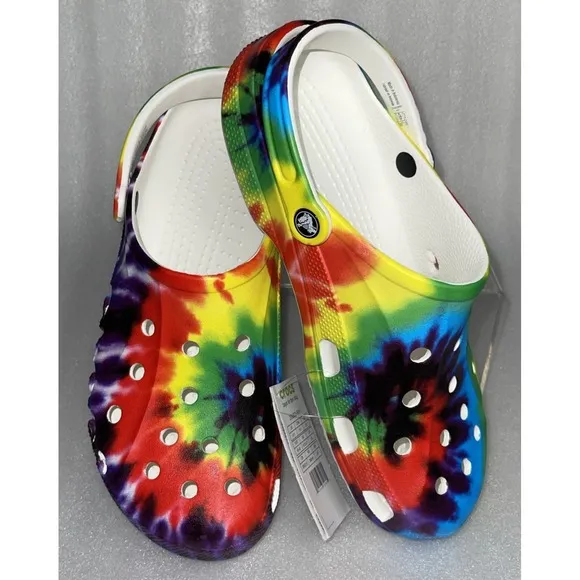Crocs Baya Classic Tie Dye Graphic Clog Multi Color 206883-90H Men's Size 11 NEW