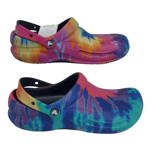 Crocs Bistro Graphic Clog Unisex M10 W12 Tie-Dye Slip-Resistant Work Shoes