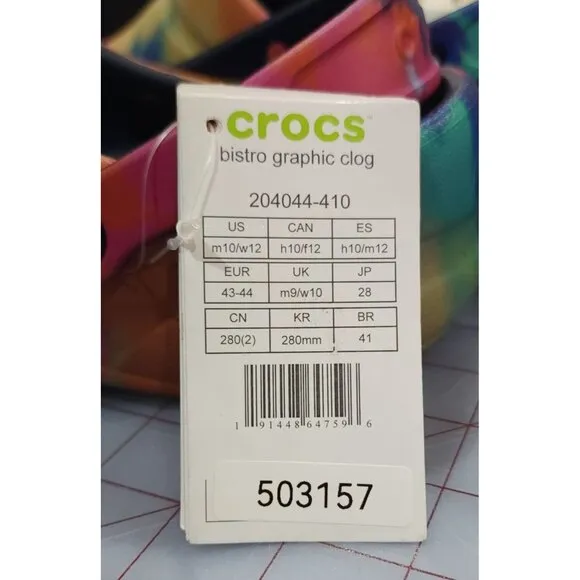 Crocs Bistro Graphic Clog Unisex M10 W12 Tie-Dye Slip-Resistant Work Shoes