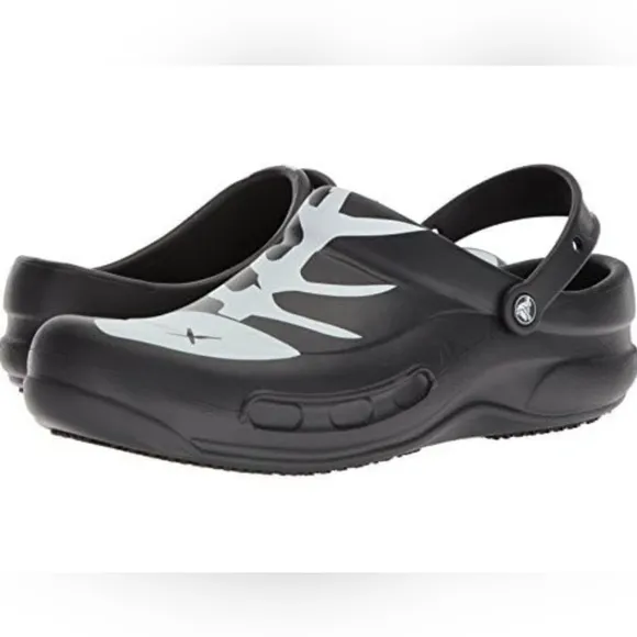 Crocs Bistro Graphic Work Big Fish Black And White Clogs Size 15M