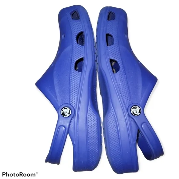Crocs Bright Blue classic clogs spell out