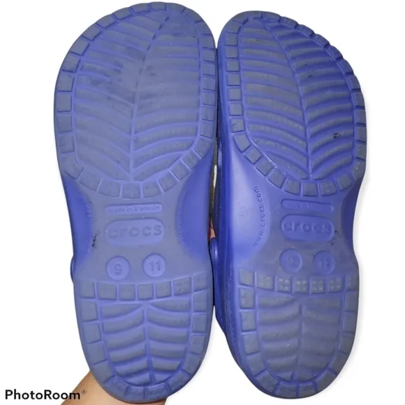 Crocs Bright Blue classic clogs spell out
