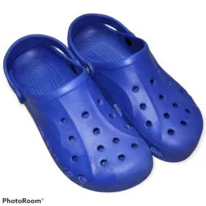 Crocs Bright Blue classic clogs spell out