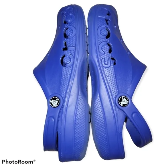 Crocs Bright Blue classic clogs spell out