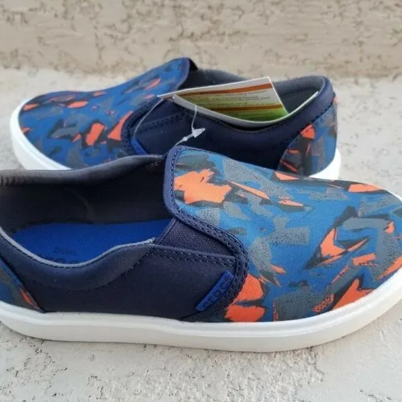 CROCS Citilane Novelty Slip-On Toddler Boys Camo Sneakers Blue/Orange Size 7 NEW