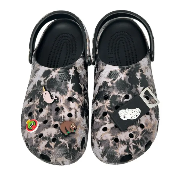Crocs Classic Bleach Dye Slip On With Jibits Mules Clogs Size 10 (M) / 12 (W)