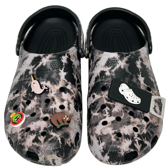 Crocs Classic Bleach Dye Slip On With Jibits Mules Clogs Size 10 (M) / 12 (W)