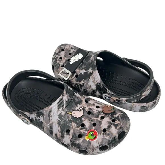 Crocs Classic Bleach Dye Slip On With Jibits Mules Clogs Size 10 (M) / 12 (W)