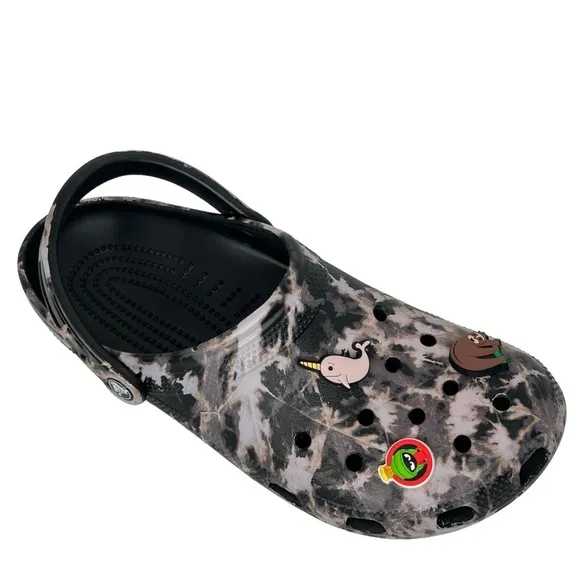 Crocs Classic Bleach Dye Slip On With Jibits Mules Clogs Size 10 (M) / 12 (W)