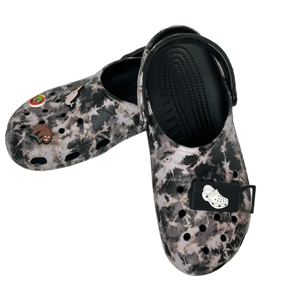 Crocs Classic Bleach Dye Slip On With Jibits Mules Clogs Size 10 (M) / 12 (W)