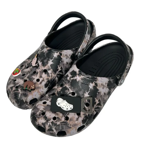 Crocs Classic Bleach Dye Slip On With Jibits Mules Clogs Size 10 (M) / 12 (W)