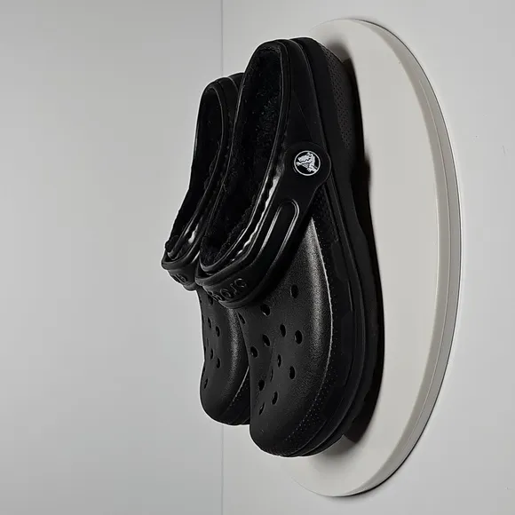 CROCS Classic Clog Shoes Slip-On Lined Faux Fur Croslite Lightweight Black J 3