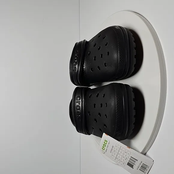 CROCS Classic Clog Shoes Slip-On Lined Faux Fur Croslite Lightweight Black J 3
