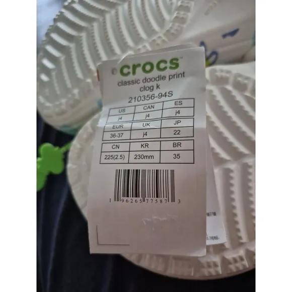 Crocs- Classic Doodle Print Junior/kids Size 4 New