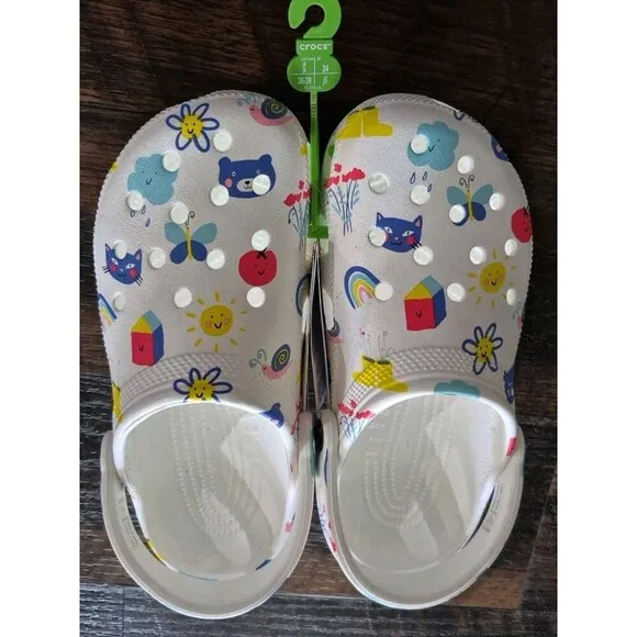 Crocs- Classic Doodle Print Junior/kids Size 4 New