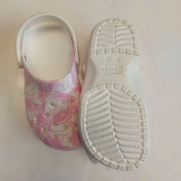 CROCS Classic Duke Print Clog Kids Size C12 Lightweight Slip On Shoes Kids Pink