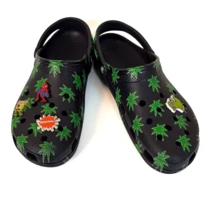 CROCS Classic Hemp Leaf Clog Men’s Size 12 with Jibbitz Charms – Limited Edition