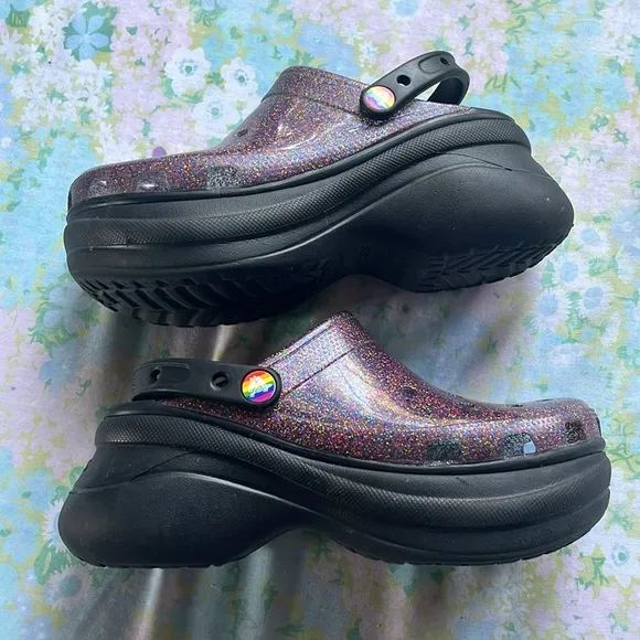 Crocs | Classic Translucent Glitter Bae Platform Clogs Pride Edition Sz 8