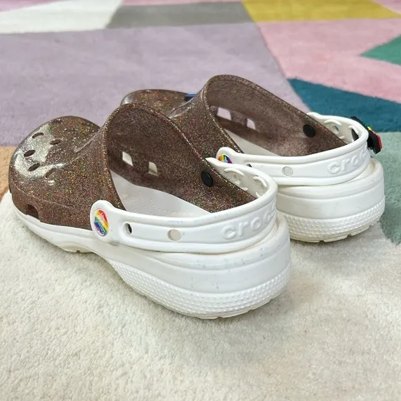 Crocs Classic Translucent Glitter Clog PRIDE M7/W9 Multicolor Rainbow White