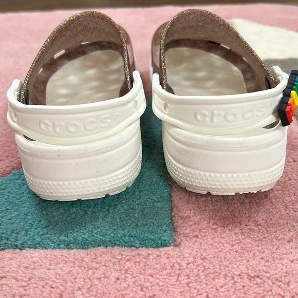 Crocs Classic Translucent Glitter Clog PRIDE M7/W9 Multicolor Rainbow White