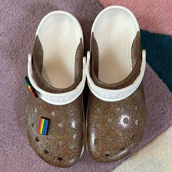 Crocs Classic Translucent Glitter Clog PRIDE M7/W9 Multicolor Rainbow White