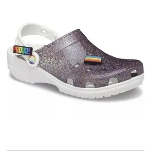 Crocs Classic Translucent Glitter Clog PRIDE M7/W9 Multicolor Rainbow White