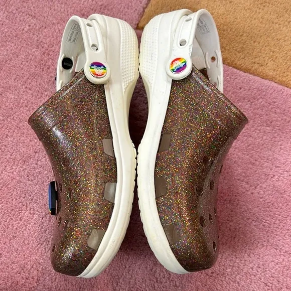 Crocs Classic Translucent Glitter Clog PRIDE M7/W9 Multicolor Rainbow White