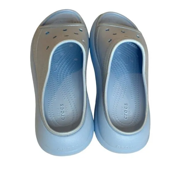 Crocs Crush Meta Pearl Blue Calcite platform comfort Slide open toe clogs M6W8