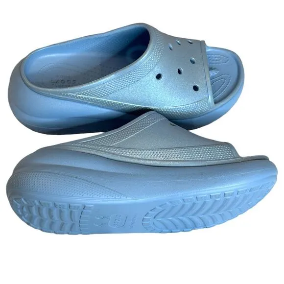 Crocs Crush Meta Pearl Blue Calcite platform comfort Slide open toe clogs M6W8