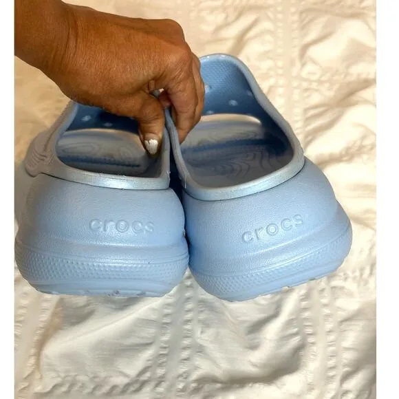 Crocs Crush Meta Pearl Blue Calcite platform comfort Slide open toe clogs M6W8
