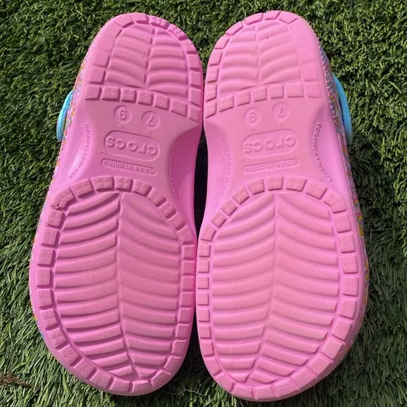 CROCS LISA FRANK Rainbow Unicorn Classic Clog PINK |Size 9