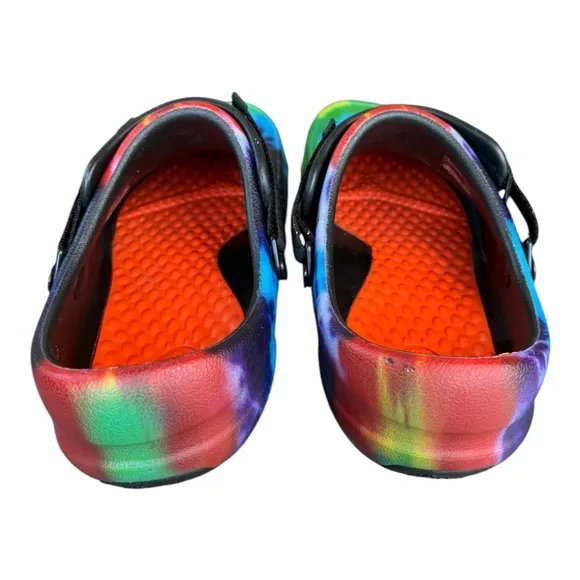 Crocs Lite Ride Mens's Clogs Rainbow Tie-Dye w/ adjustable Heel Strap Size M 11