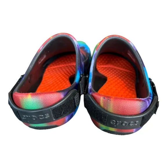 Crocs Lite Ride Mens's Clogs Rainbow Tie-Dye w/ adjustable Heel Strap Size M 11