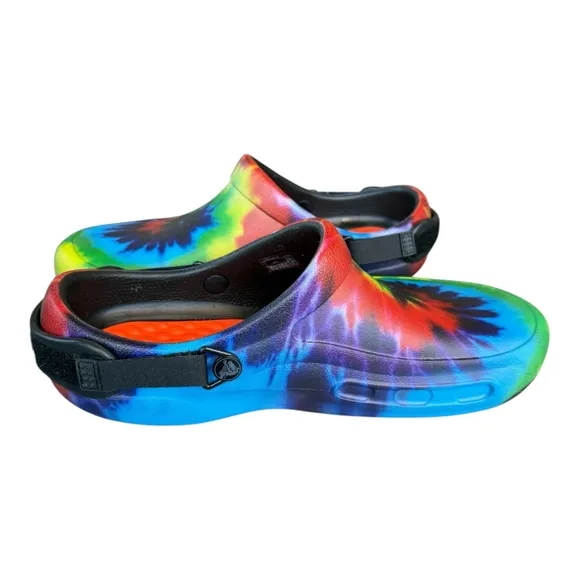 Crocs Lite Ride Mens's Clogs Rainbow Tie-Dye w/ adjustable Heel Strap Size M 11