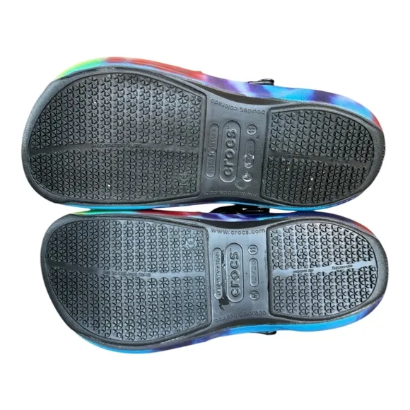 Crocs Lite Ride Mens's Clogs Rainbow Tie-Dye w/ adjustable Heel Strap Size M 11