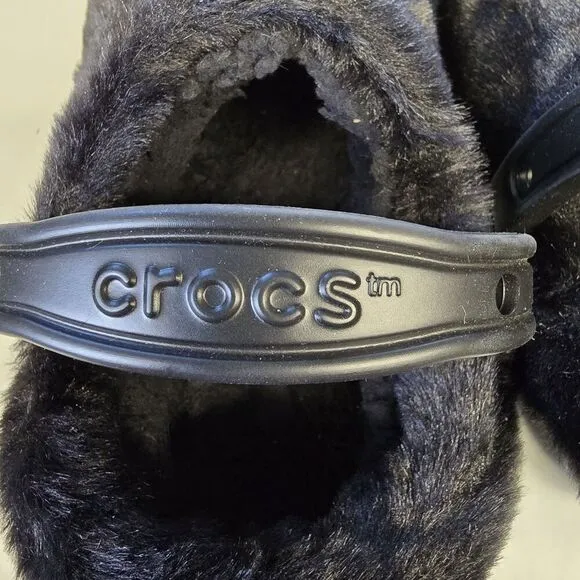 Crocs Men and Women's Classic Fur Sure Clogs Roomy Fit Black Multi