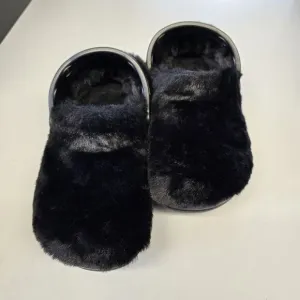 Crocs Men and Women's Classic Fur Sure Clogs Roomy Fit Black Multi