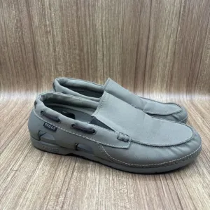 Crocs Men’s Beach Line Shoes Tan Canvas Slip On Boat Deck 15386 Sz 9 M