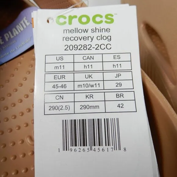 Crocs Men's Recovery Slip On Clogs Size 11 Mellow Shine NEW $65