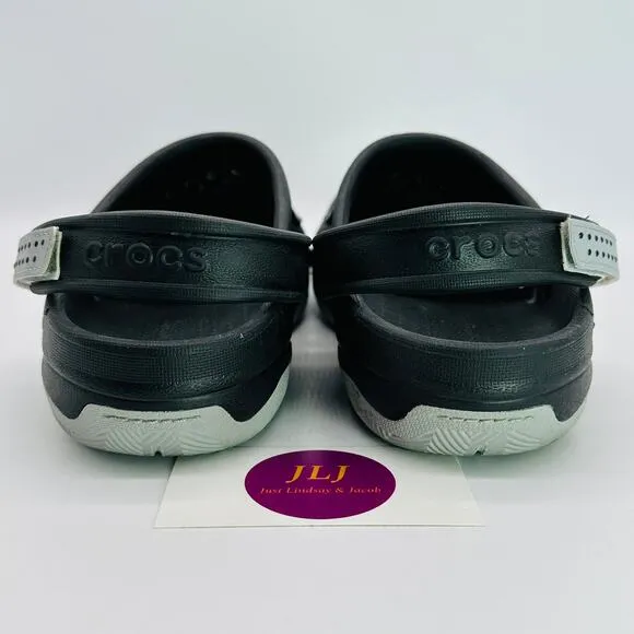 Crocs Men's Swiftwater Deck Round Toe Slip On Clogs Black/Gray 203981 Size 7