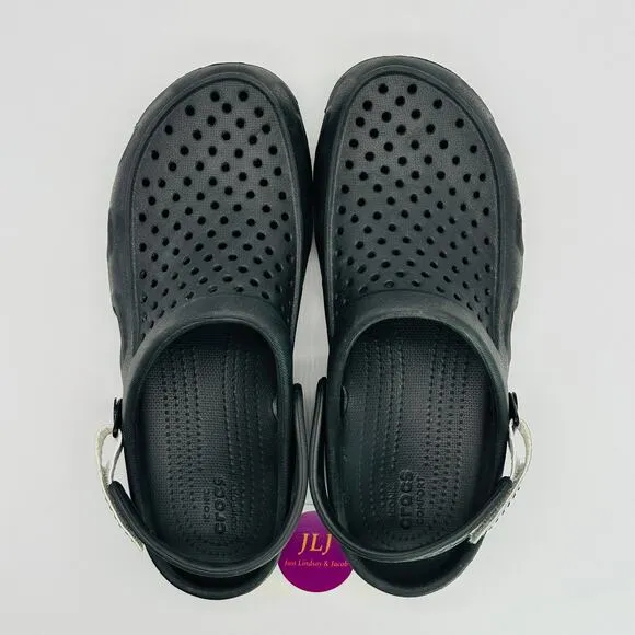 Crocs Men's Swiftwater Deck Round Toe Slip On Clogs Black/Gray 203981 Size 7