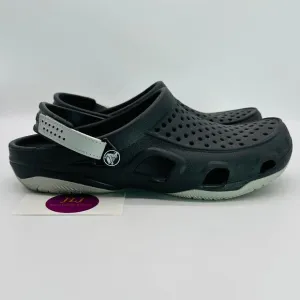 Crocs Men's Swiftwater Deck Round Toe Slip On Clogs Black/Gray 203981 Size 7