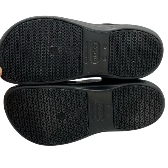 Crocs Mens Work Bistro Clogs Sz 12 Black Flat Comfortable Lightweight Cushioned