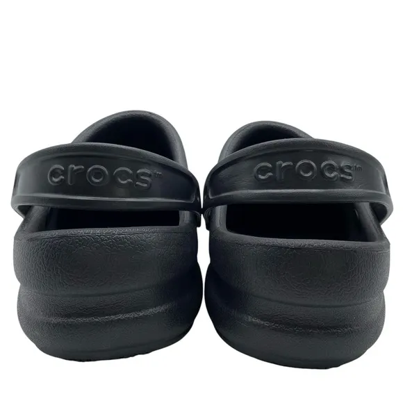 Crocs Mens Work Bistro Clogs Sz 12 Black Flat Comfortable Lightweight Cushioned