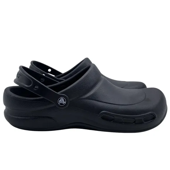Crocs Mens Work Bistro Clogs Sz 12 Black Flat Comfortable Lightweight Cushioned