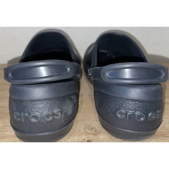 Crocs Mercy Womens Rubber Slip On Slip Resistant Nursing Work Clogs Size 9 Black